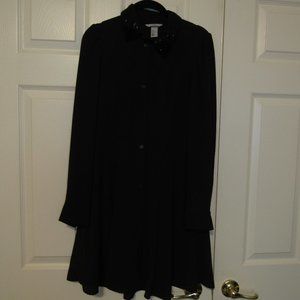 H&M Black Button Up Beaded Collar Dress Size 4 NWT